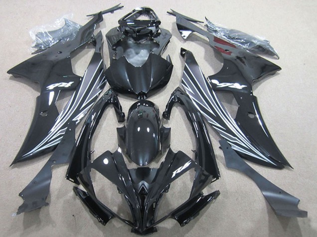 2008-2016 Glossy Black White Stripe Yamaha YZF R6 Motorcycle Fairings