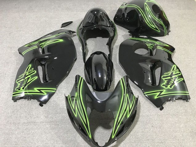 Aftermarket 1997-2007 Black & Green Lightning Suzuki GSXR 1300 Motorcycle Fairings Aftermarket 1997-2007 Black & Green Lightning Suzuki GSXR 1300 Motorcycle Fairings