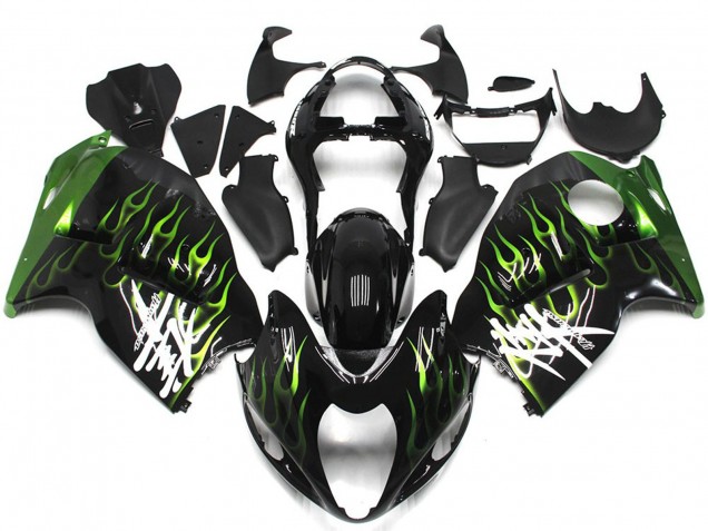 Aftermarket 1997-2007 Black with Deep Green flame Suzuki GSXR 1300 Motorcycle Fairings Aftermarket 1997-2007 Black with Deep Green flame Suzuki GSXR 1300 Motorcycle Fairings