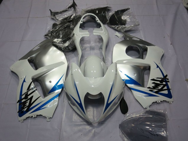 Aftermarket 1997-2007 Blue White and Silver Suzuki GSXR 1300 Motorcycle Fairings Aftermarket 1997-2007 Blue White and Silver Suzuki GSXR 1300 Motorcycle Fairings