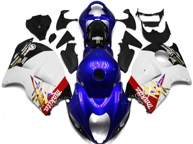 Aftermarket 1997-2007 Blue and White Custom w black Suzuki GSXR 1300 Motorcycle Fairings Aftermarket 1997-2007 Blue and White Custom w black Suzuki GSXR 1300 Motorcycle Fairings