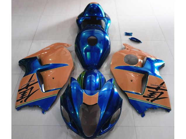 Aftermarket 1997-2007 Gloss Blue and Desert Tan Suzuki GSXR 1300 Motorcycle Fairings