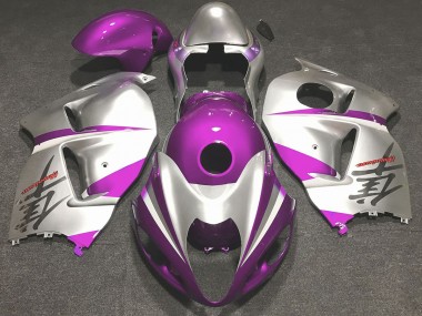 Aftermarket 1997-2007 Gloss Pink and Silver Suzuki GSXR 1300 Motorcycle Fairings