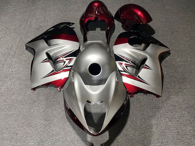 Aftermarket 1997-2007 Gloss Silver and Candy Red Suzuki GSXR 1300 Motorcycle Fairings Aftermarket 1997-2007 Gloss Silver and Candy Red Suzuki GSXR 1300 Motorcycle Fairings