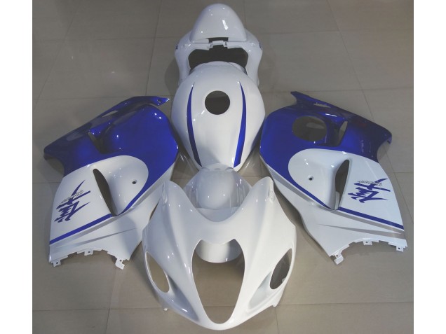 Aftermarket 1997-2007 Gloss White & Deep Blue Suzuki GSXR 1300 Motorcycle Fairings Aftermarket 1997-2007 Gloss White & Deep Blue Suzuki GSXR 1300 Motorcycle Fairings