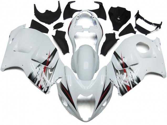 Aftermarket 1997-2007 Gloss White and Silver Style Suzuki GSXR 1300 Motorcycle Fairings Aftermarket 1997-2007 Gloss White and Silver Style Suzuki GSXR 1300 Motorcycle Fairings