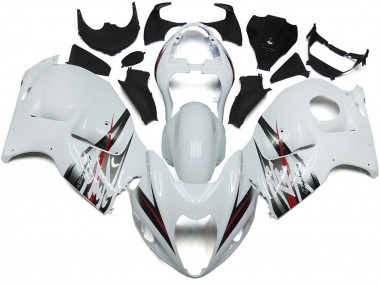 Aftermarket 1997-2007 Gloss White and Silver Style Suzuki GSXR 1300 Motorcycle Fairings