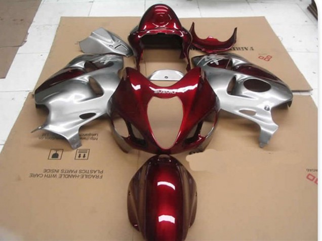 Aftermarket 1997-2007 Red D Silver Suzuki GSXR 1300 Motorcycle Fairings