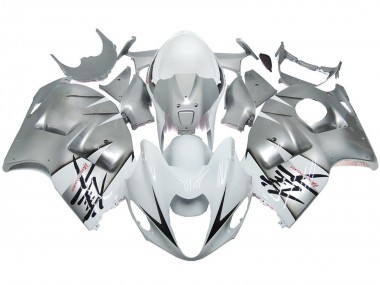 Aftermarket 1997-2007 Silver and White Gloss OEM Style Suzuki GSXR 1300 Motorcycle Fairings