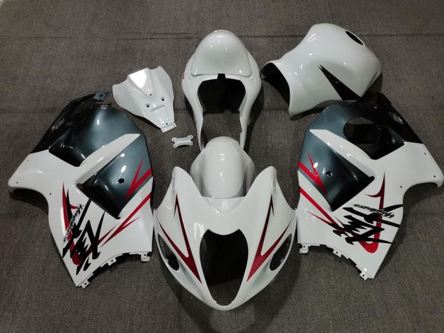 Aftermarket 1997-2007 White Light Blue and Red Suzuki GSXR 1300 Motorcycle Fairings