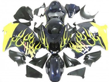 Aftermarket 1997-2007 Yellow Flame Suzuki GSXR 1300 Motorcycle Fairings