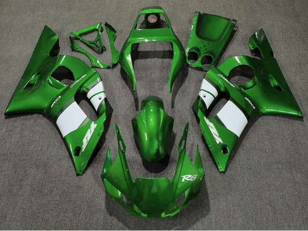 Aftermarket 1998-2002 Deep Green & White Yamaha R6 Motorcycle Fairings Aftermarket 1998-2002 Deep Green & White Yamaha R6 Motorcycle Fairings