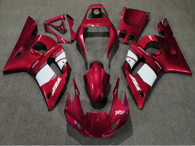 Aftermarket 1998-2002 Deep Red & White Yamaha R6 Motorcycle Fairings Aftermarket 1998-2002 Deep Red & White Yamaha R6 Motorcycle Fairings
