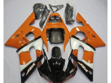 Aftermarket 1998-2002 Orange White and Black Yamaha R6 Motorcycle Fairings