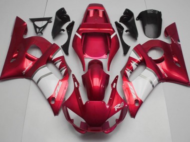 Aftermarket 1998-2002 Red & White Yamaha R6 Motorcycle Fairings