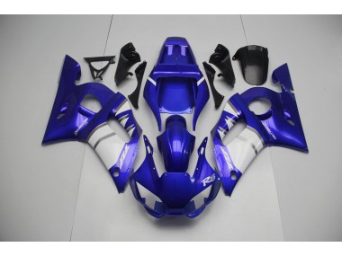 Aftermarket 1998-2002 Silver White and Blue Yamaha R6 Motorcycle Fairings