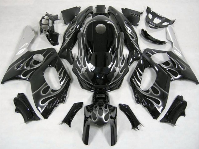 Aftermarket 1998-2007 Black and Silver Flame Yamaha YZF600 Motorcycle Fairings