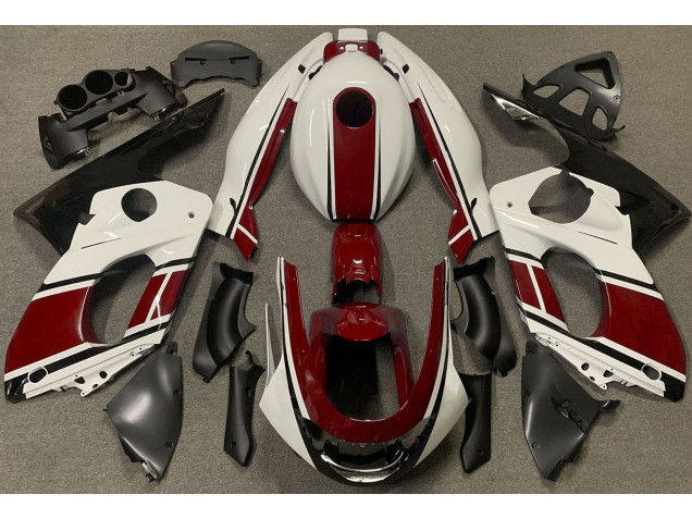 Aftermarket 1998-2007 Gloss White and Dark Red Yamaha YZF600 Motorcycle Fairings