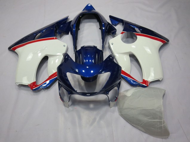 Aftermarket 1999-2000 Deep Blue White and Red Honda CBR600 F4 Motorcycle Fairings