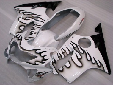 Aftermarket 1999-2000 White and Black Flames Honda CBR600 F4 Motorcycle Fairings