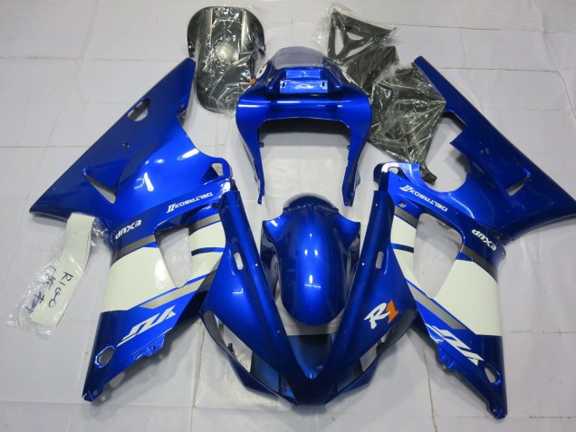 Aftermarket 2000-2001 Blue and White Yamaha R1 Motorcycle Fairings