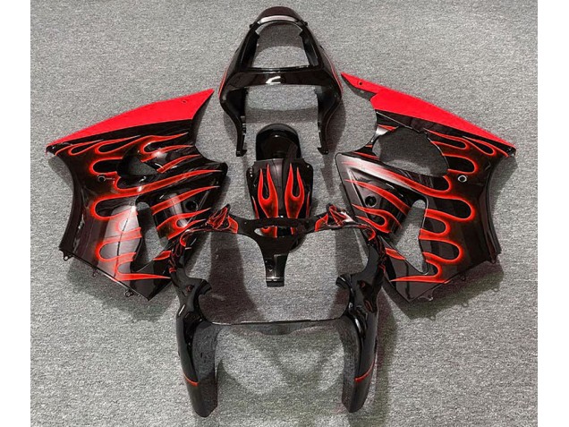 Aftermarket 2000-2002 Gloss Black & Red Flame Kawasaki ZX6R Motorcycle Fairings Aftermarket 2000-2002 Gloss Black & Red Flame Kawasaki ZX6R Motorcycle Fairings