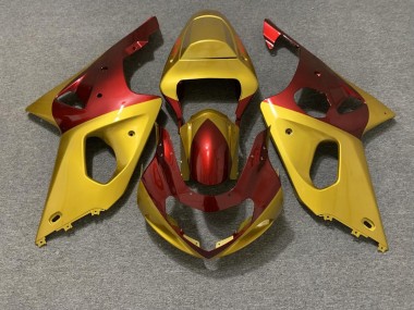 Aftermarket 2000-2002 Gold and Red Suzuki GSXR 1000 Motorcycle Fairings