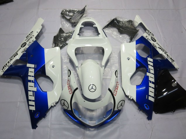 Aftermarket 2000-2002 Jordan Blue and White Suzuki GSXR 1000 Motorcycle Fairings Aftermarket 2000-2002 Jordan Blue and White Suzuki GSXR 1000 Motorcycle Fairings