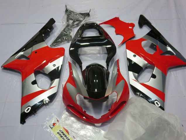 Aftermarket 2000-2002 Red Silver and Black Suzuki GSXR 1000 Motorcycle Fairings Aftermarket 2000-2002 Red Silver and Black Suzuki GSXR 1000 Motorcycle Fairings