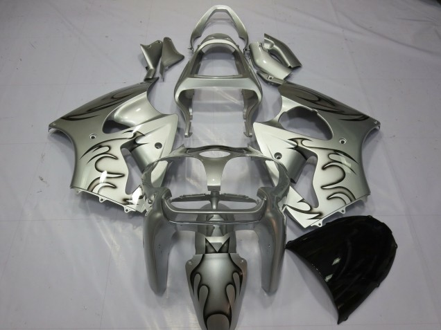 Aftermarket 2000-2002 Silver Flame Kawasaki ZX6R Motorcycle Fairings Aftermarket 2000-2002 Silver Flame Kawasaki ZX6R Motorcycle Fairings