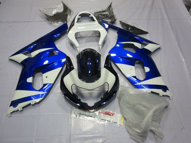 Aftermarket 2001-2003 Blue and White Suzuki GSXR 600-750 Motorcycle Fairings Aftermarket 2001-2003 Blue and White Suzuki GSXR 600-750 Motorcycle Fairings