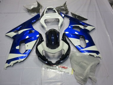 Aftermarket 2001-2003 Blue and White Suzuki GSXR 600-750 Motorcycle Fairings