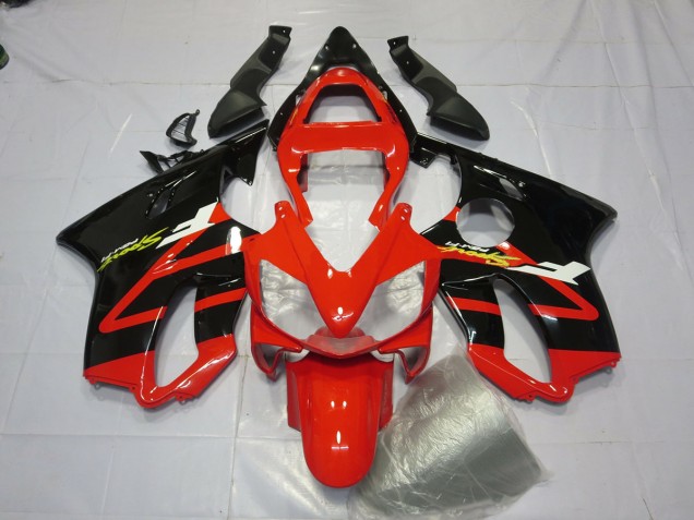Aftermarket 2001-2003 Gloss Black and Red Honda CBR600 F4i Motorcycle Fairings