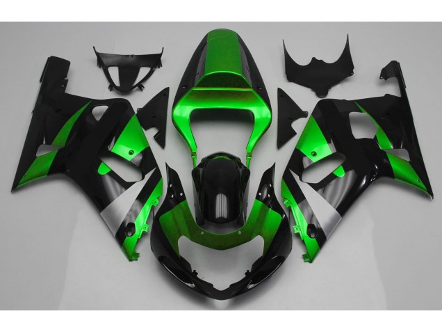 Aftermarket 2001-2003 Gloss Green and Black Suzuki GSXR 600-750 Motorcycle Fairings Aftermarket 2001-2003 Gloss Green and Black Suzuki GSXR 600-750 Motorcycle Fairings