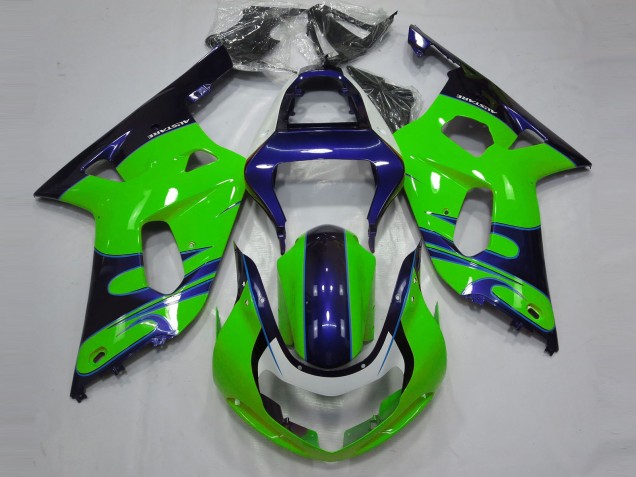 Aftermarket 2001-2003 Gloss Green and Blue Suzuki GSXR 600-750 Motorcycle Fairings Aftermarket 2001-2003 Gloss Green and Blue Suzuki GSXR 600-750 Motorcycle Fairings