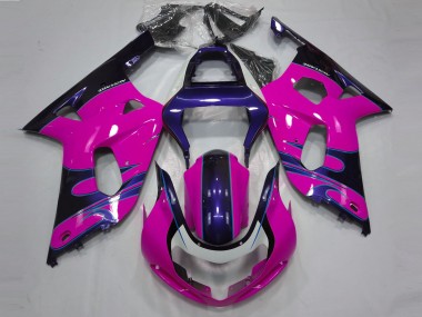Aftermarket 2001-2003 Gloss Pink and Blue Suzuki GSXR 600-750 Motorcycle Fairings
