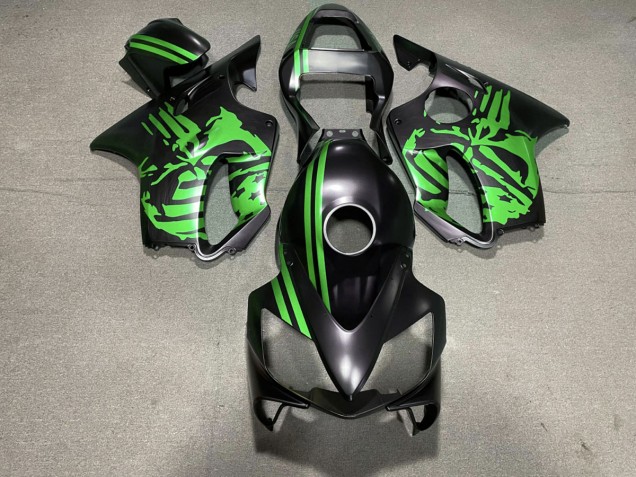 Aftermarket 2001-2003 Matte Black & Green Skull Honda CBR600 F4i Motorcycle Fairings Aftermarket 2001-2003 Matte Black & Green Skull Honda CBR600 F4i Motorcycle Fairings
