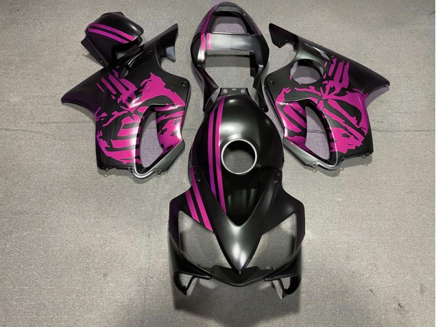 Aftermarket 2001-2003 Matte Black & Pink Skull Honda CBR600 F4i Motorcycle Fairings Aftermarket 2001-2003 Matte Black & Pink Skull Honda CBR600 F4i Motorcycle Fairings