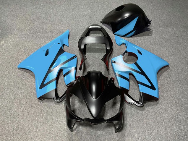 Aftermarket 2001-2003 Matte Black and Light Blue Honda CBR600 F4i Motorcycle Fairings Aftermarket 2001-2003 Matte Black and Light Blue Honda CBR600 F4i Motorcycle Fairings