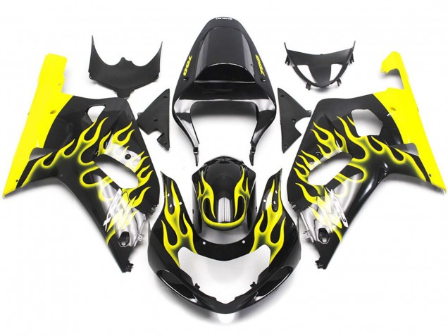 Aftermarket 2001-2003 Vibrant Yellow Flame Suzuki GSXR 600-750 Motorcycle Fairings Aftermarket 2001-2003 Vibrant Yellow Flame Suzuki GSXR 600-750 Motorcycle Fairings