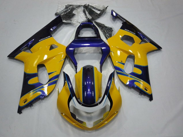 Aftermarket 2001-2003 Yellow Blue Suzuki GSXR 600-750 Motorcycle Fairings Aftermarket 2001-2003 Yellow Blue Suzuki GSXR 600-750 Motorcycle Fairings