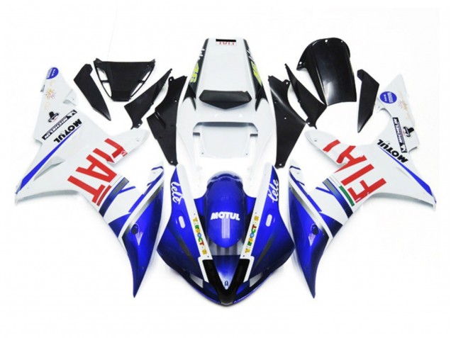 Aftermarket 2002-2003 Gloss white and Blue Fiat Yamaha R1 Motorcycle Fairings Aftermarket 2002-2003 Gloss white and Blue Fiat Yamaha R1 Motorcycle Fairings
