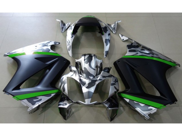 Aftermarket 2002-2012 Gray Camouflage & Green Honda VFR800 Motorcycle Fairings