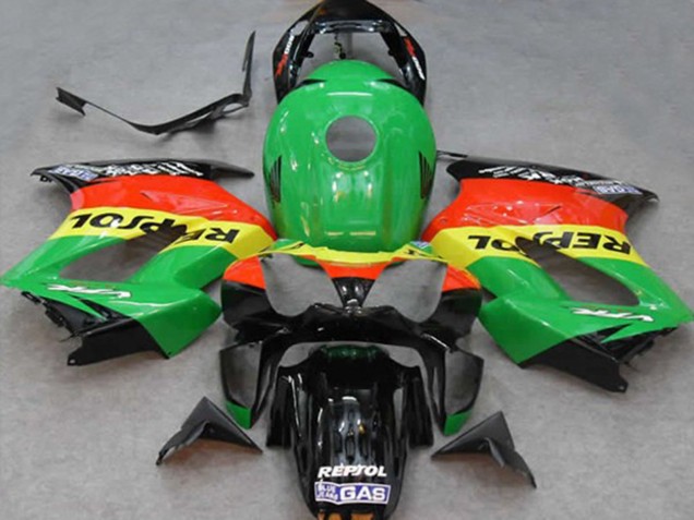 Aftermarket 2002-2012 Green Repsol Honda VFR800 Motorcycle Fairings Aftermarket 2002-2012 Green Repsol Honda VFR800 Motorcycle Fairings