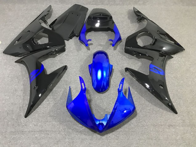 Aftermarket 2003-2005 Black and Blue Gloss Yamaha R6 Motorcycle Fairings Aftermarket 2003-2005 Black and Blue Gloss Yamaha R6 Motorcycle Fairings