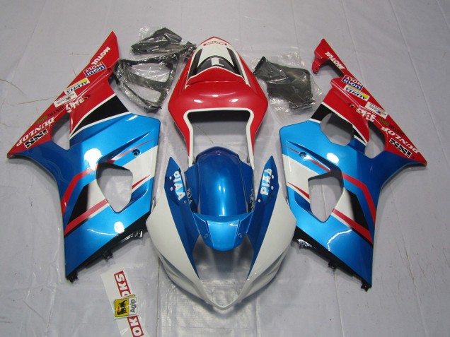 Aftermarket 2003-2004 Blue and Red Suzuki GSXR 1000 Motorcycle Fairings
