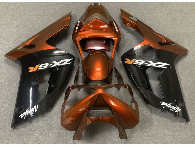 Aftermarket 2003-2004 Gloss Orange and Black Kawasaki ZX6R Motorcycle Fairings Aftermarket 2003-2004 Gloss Orange and Black Kawasaki ZX6R Motorcycle Fairings