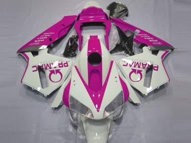 Aftermarket 2003-2004 Gloss White and Pink PRAMAC Honda CBR600RR Motorcycle Fairings