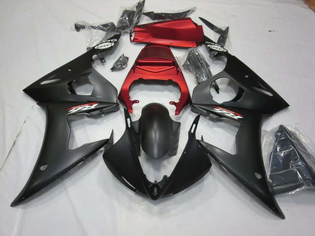 Aftermarket 2003-2005 Matte Black and Red Yamaha R6 Motorcycle Fairings Aftermarket 2003-2005 Matte Black and Red Yamaha R6 Motorcycle Fairings
