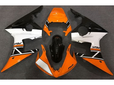 Aftermarket 2003-2005 Orange White and Black Yamaha R6 Motorcycle Fairings